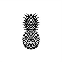 Obraz premium Stylized black and white pineapple silhouette with intricate pattern