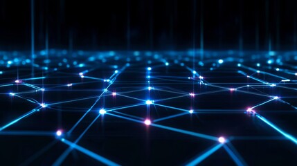 Fototapeta premium Futuristic Network Visualization with Blue Lines and Digital Grid, Abstract Technology Design