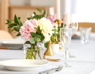 Elegant floral centerpiece on a table setting