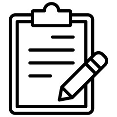 Budget Planning Outline Icon Design Vector - clipboard with text and pencil, indicating financial planning or task documentation