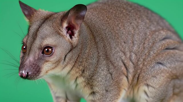 Curious Kinkajou Portrait on Vibrant Green Studio Background