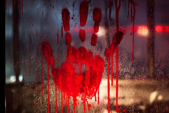 Bloody handprint window cling with drips  - Powered by Adobe
