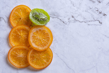 Sweet temptation, candied fruit in detail