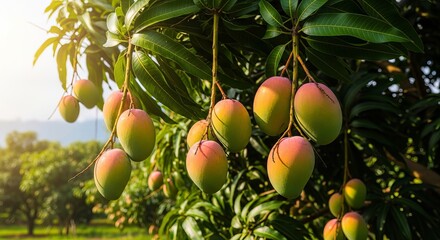 Explore mango tree with ripe mangos, fresh mangoes hanging, and mango fruit harvest season images