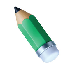 green pencil isolated on white background