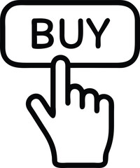 Hand cursor clicking on a buy button for online shopping