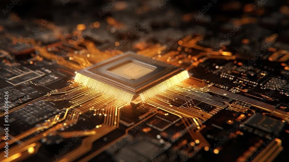 Poster close-up circuit board with processor