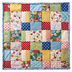 patchwork quilt isolated on white background
