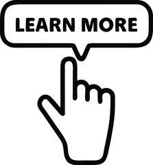 Obraz premium Hand cursor clicking on a learn more button for digital engagement