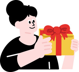 Person Holding Gift Box Vector Illustration