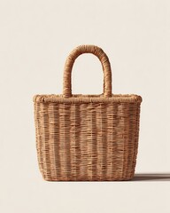 Light beige woven basket handbag