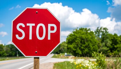 Obraz premium Stop sign on a sunny day