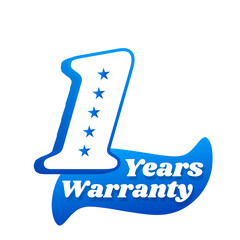 1 years warranty png, Blue colour, high durability assurance badge
