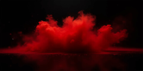 Vibrant red and orange fire abstractly burns on the dark water, reflecting the dramatic colors of a beautiful sunset