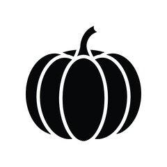 Pumpkin icon vector. Simple black silhouette for Halloween, Thanksgiving, and autumn. Gourd or squash symbol.