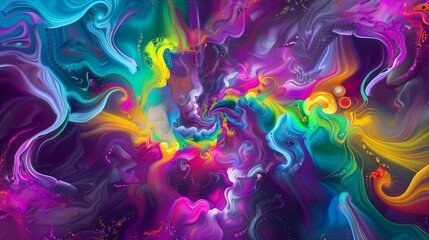 psychedelic tie dye print with neon swirls