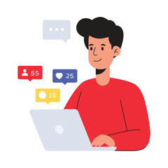 Digital communication Flat vector illustration.