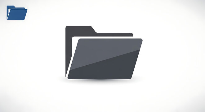 Illustration of two folders one blue and one grey on a plain white background in a simple style ai generated