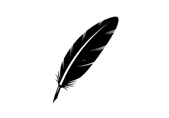 Obraz premium A simple black feather isolated on a white background in a vector style illustration