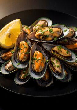Mejillones cocidos con perejil