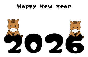 シンプル年賀状　2026  Happy New Year