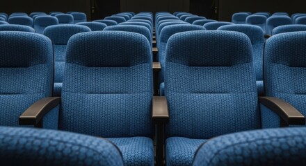 Obraz premium A cinematic view of empty theater seats, inviting viewers to a movie experience.