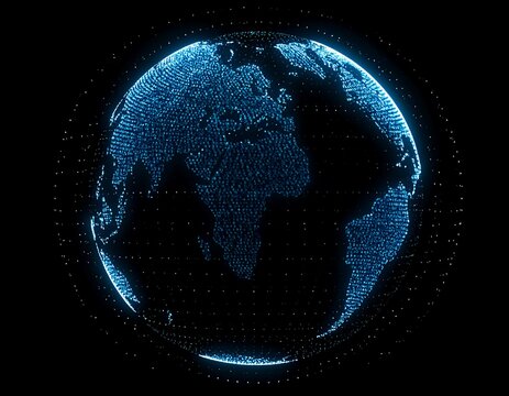 Digital Earth globe, glowing blue dots