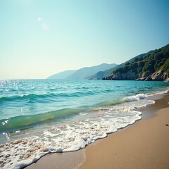 Obraz premium Calm waters, gentle waves lap Quissett's shore , autumn, sail