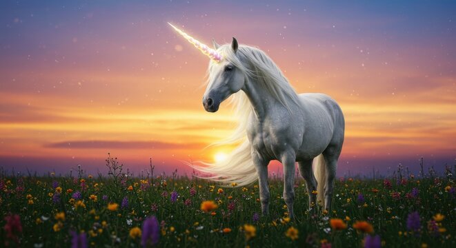 Amazing unicorn shows a mythical horse with a single horn symbolizing magic purity fantasy and wonder in imaginative and enchanting designs