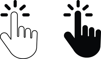 Pixel cursor pointer icons set. Computer mouse click arrow and hand. Pixel hand arrow logo vector isolated - for stock.Computer mouse click cursor. Pointer click. Hand pointer symbol. Clicking finger.