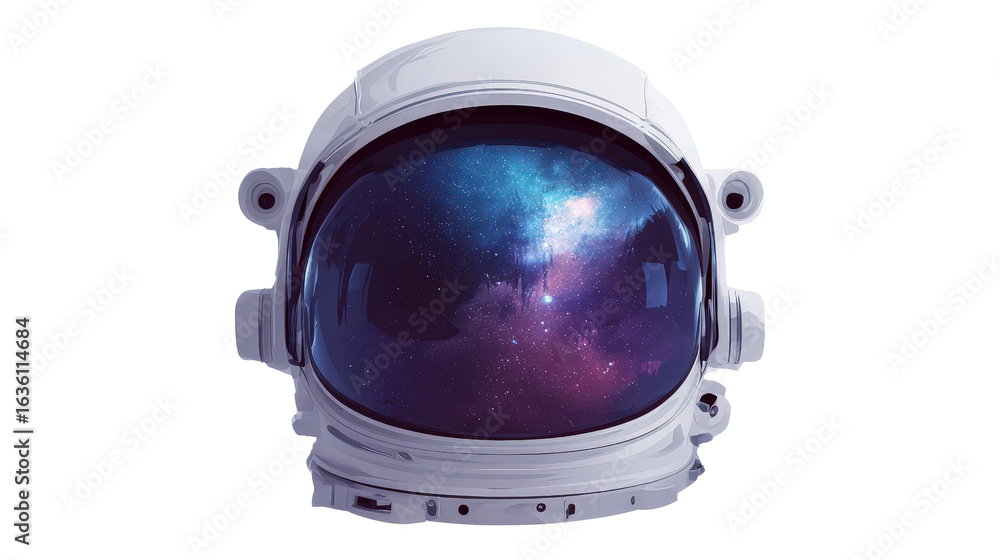 Aufkleber flat design astronaut helmet with galaxy reflection on transparent background transparent background