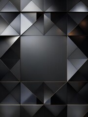 Obraz premium Modern Dark Geometric Metallic Background with Abstract Triangular and Square Pattern Design