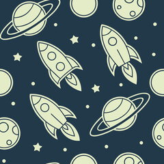 seamless pattern with planets and stars