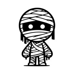 cute mummy halloween character. chibi style mummy illustration.