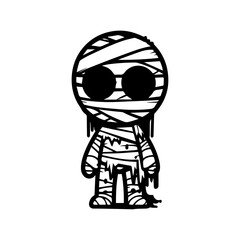 cute mummy halloween character. chibi style mummy illustration.