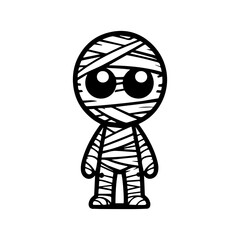 cute mummy halloween character. chibi style mummy illustration.
