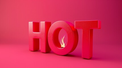 word hot in bold red letters on fuchsia pink background