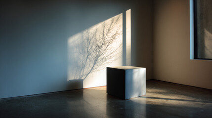 empty room with a podium