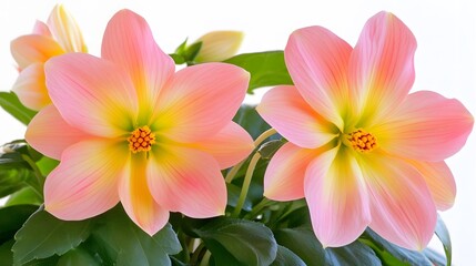 Naklejka premium Closeup Pink and Yellow Dahlias Flowers Bloom