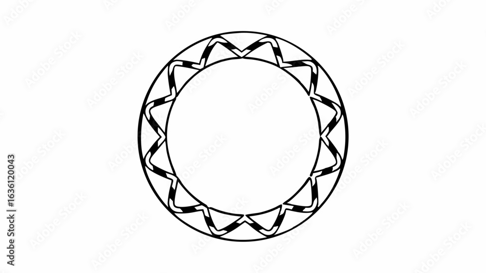 Poster vector geometric design featuring circular pattern with interlocking shapes, creating harmonious vis