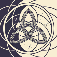 Vector Intricate design featuring toroid vortex with interlocked shapes and geometric patterns