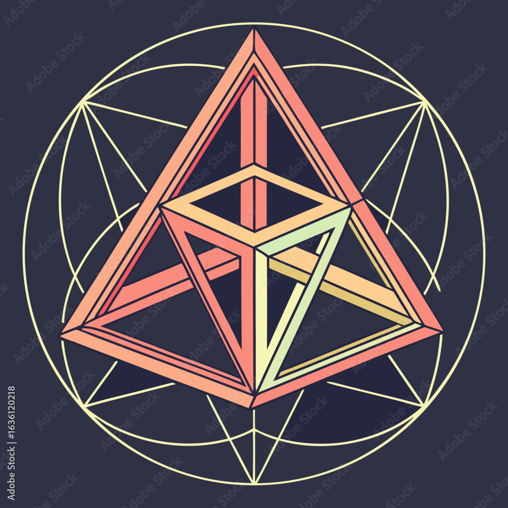 Aufkleber vector geometric shapes create mesmerizing visual with prism halo effect