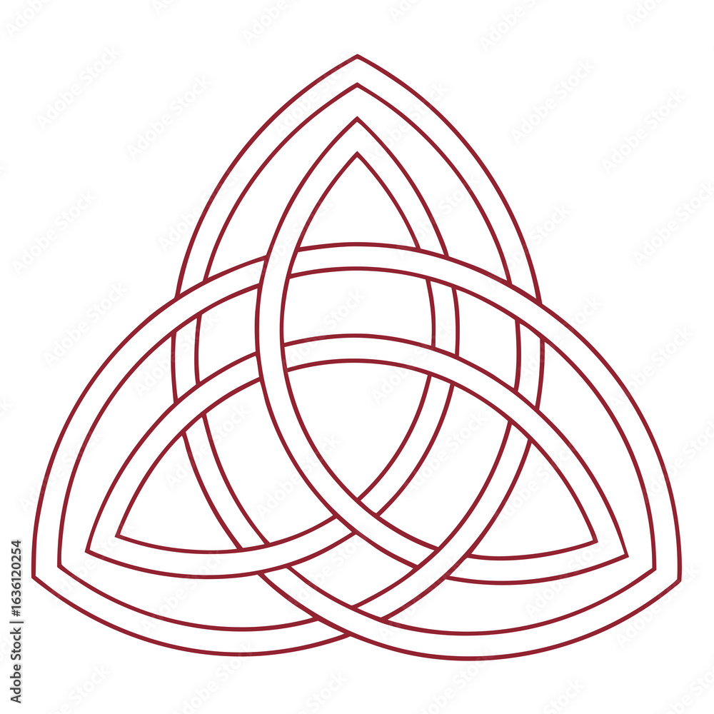 Poster vector triquetra design nested within triple circles, symbolizing unity and interconnectedness