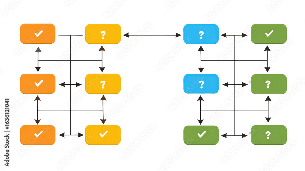 Poster flowchart with decision points transparent background, png file