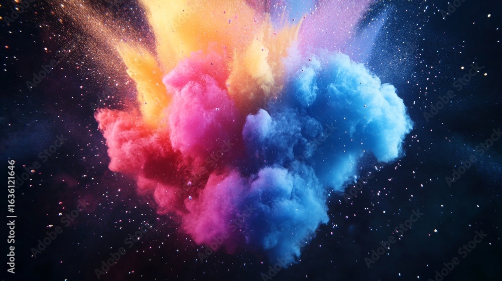 Canvas Prints a vibrant explosion of colored dust creates an artistic display. this captivating image illustrates 