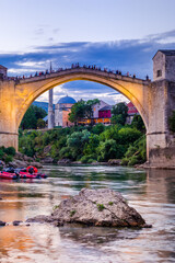 Historical Mostar Bridge known also as Stari Most or Old Bridge in Mostar, Bosnia and Herzegovina