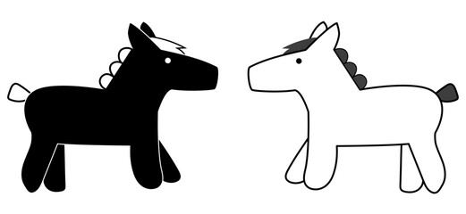 シンプル馬アイコン　モノクロ