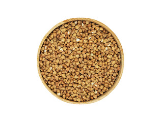 Bowl of buckwheat grains isolated on transparent background