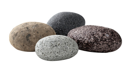 Large smooth garden stones with shadows Transparent background, PNG file