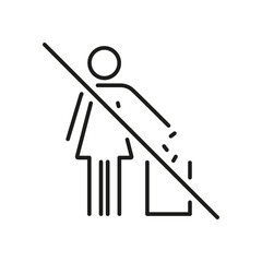 No Littering Sign Line Icon. Waste Disposal Prohibition And Environmental Protection Outline Symbol. Cleanliness And Public Awareness. Editable Stroke. Isolated Vector Illustration